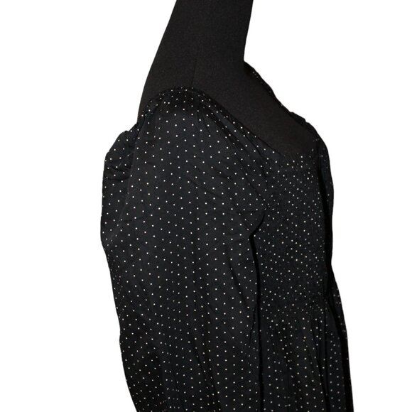SALE! GAP Smocked Puff Sleeve Mini Black Dots Elastic Top Black M Medium EUC - Picture 10 of 13